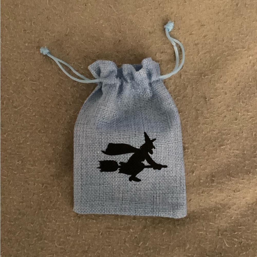Halloween Flying Witch on Broomstick Drawstring Pouch